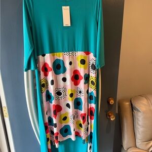 Chic High Low Dress in Teal and Multicolor by Nuggles